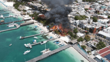 Reportan incendio en el centro Isla Mujeres